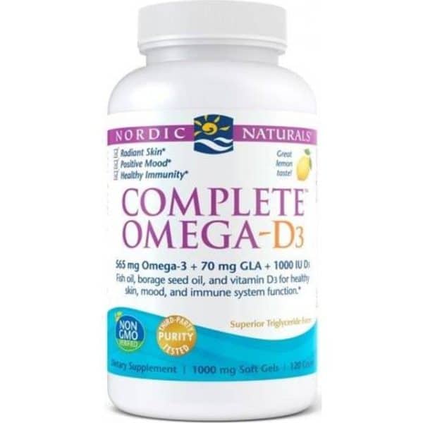 Nordic Naturals Complete Omega-D3 565mg Lemon 120 softgels 120 stk