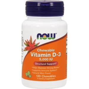 Now Foods D3-Vitamin 5000 IE 120 Tyggetabletter
