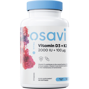 Osavi Vitamin D3 K2 2000 IE 120 Bløde Kapsler