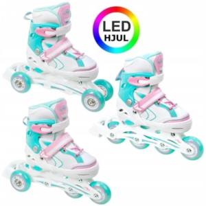 Raven LIA 3-i-1 LED Pastel - Justerbar over hele 4 sko-numre med smart kliksystem - Lys i forhjul Str. 27-30