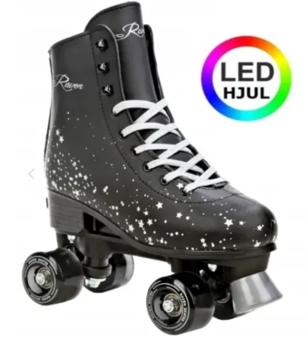 Raven Noa LED-hjul Side-by-Side Rulleskøjte Black - Justerbar over hele 4 Sko-numre! Str. 31-34