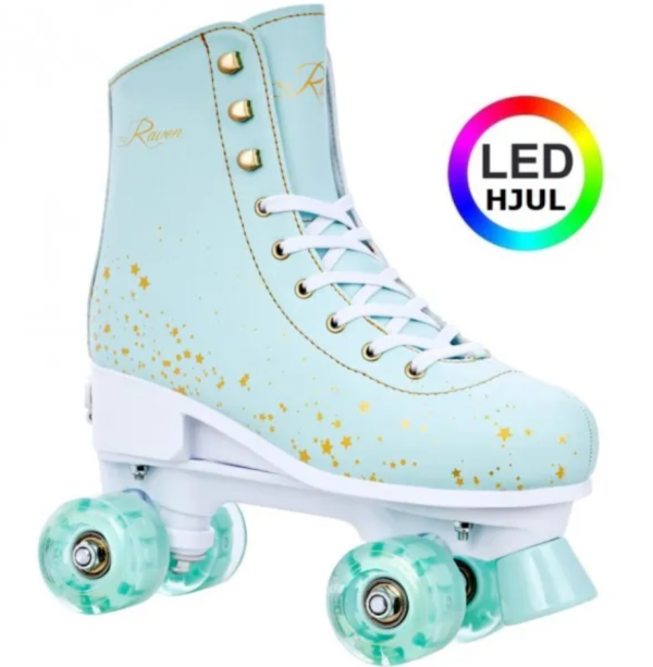 Raven Noa LED-hjul Side-by-Side Rulleskøjte Mint - Justerbar over hele 4 Sko-numre! Str. 35-38