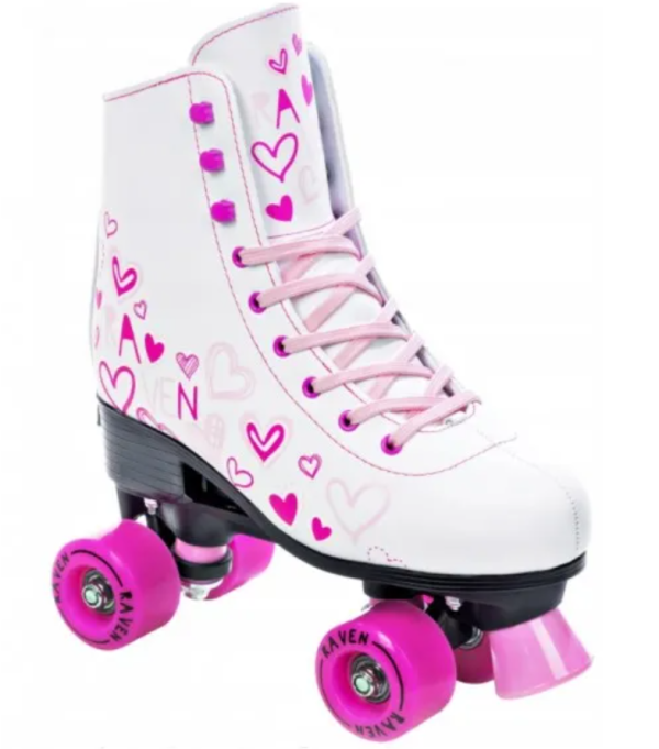 Raven Trista Side-by-Side Rulleskøjte Hvid/Pink - Justerbar over hele 4 Sko-numre! Str. 39-42