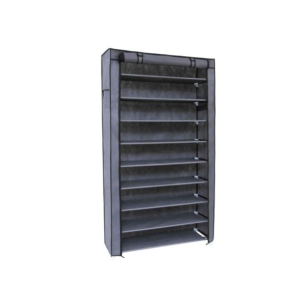 Skoreol med 10 hylder til 40 sko - 160 x 88 x 28 cm - grå - Reoler og hylder > Skoreoler og skostativer - Daily-Living