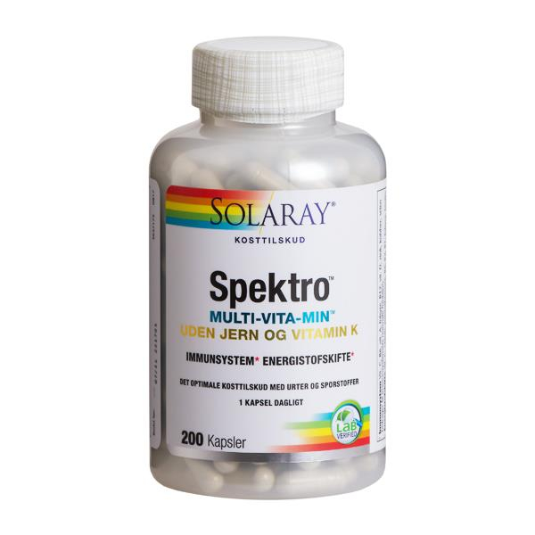 Spektro Multivitamin u. jern og K • 200 kaps.