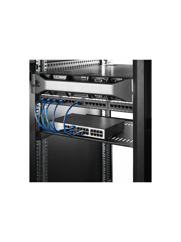 StarTech.com 2-Pack 1U Server Rack Shelf Vented 44lb Capacity 16" Deep (CABSHELF116V2PK) - rack shelf - 1U