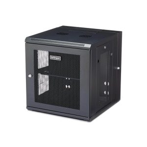 StarTech.com RK1224WALHM 4-Post 12U Wall Mount Network Cabinet with 1U Shelf 19" Hinged Wall-Mounted Server Rack