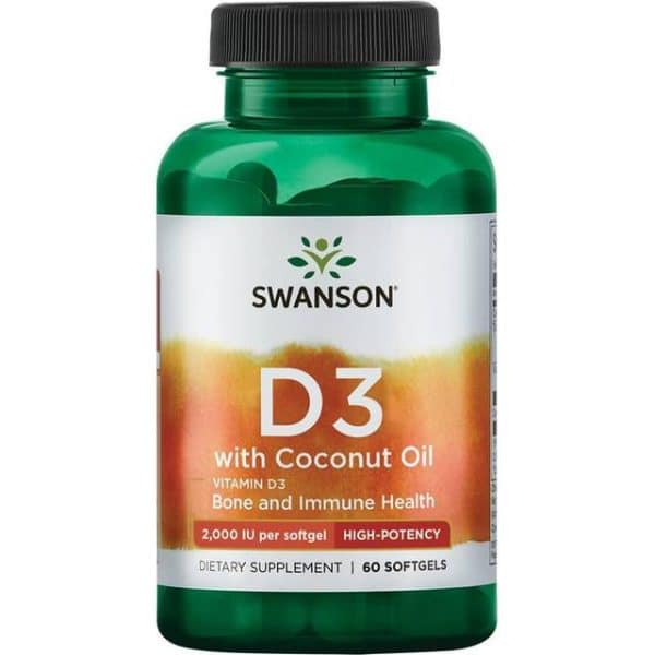 Swanson Vitamin D-3 with Coconut Oil, 2000 IU