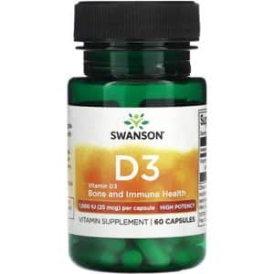 Swanson Vitamin D3 1000 IE 60 Kapsler