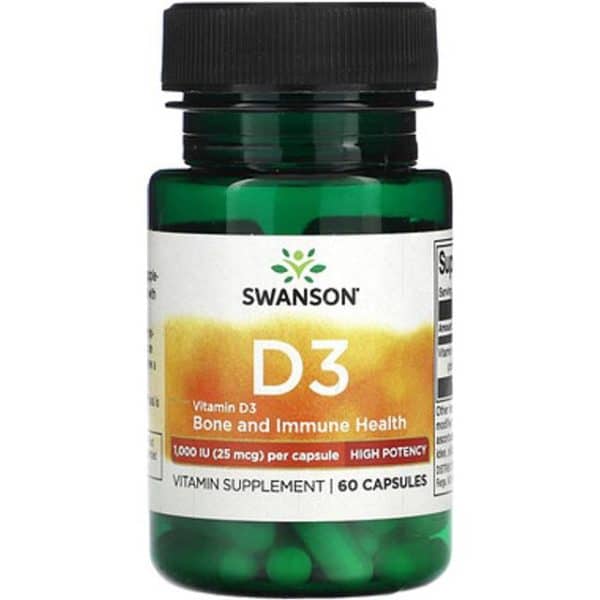 Swanson Vitamin D3 1000 IE 60 Kapsler