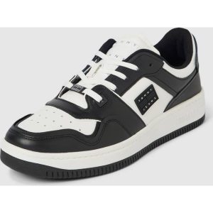 Tommy Jeans Leather Basketball Trainers BLACK/WHITE