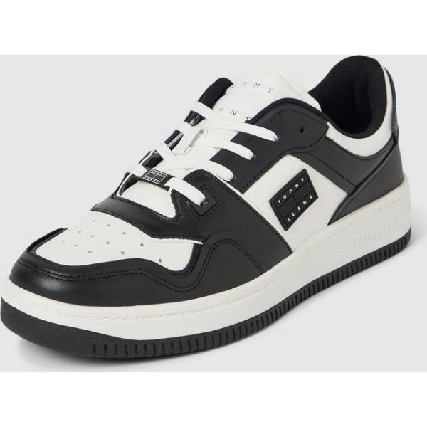 Tommy Jeans Leather Basketball Trainers BLACK/WHITE