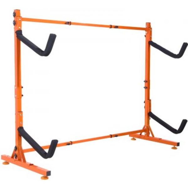 VEVOR Freestanding Kayak Storage Rack, Kayak Stand for Kayak Canoe Paddleboard for Indoor Outdoor Garage Orange 2 kayaks