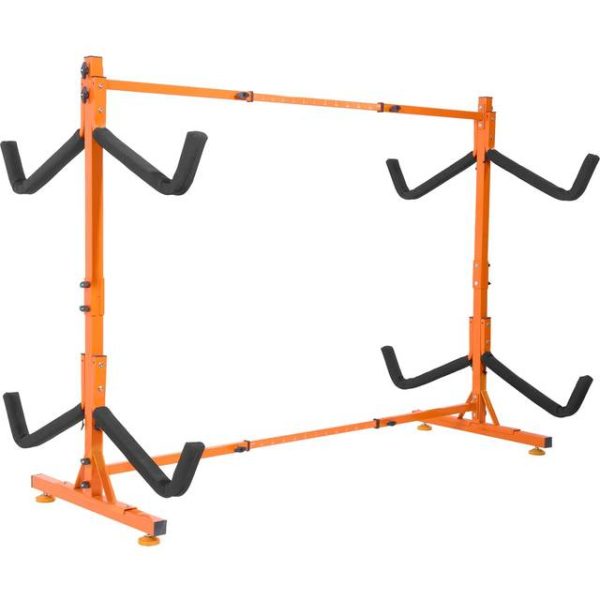 VEVOR Freestanding Kayak Storage Rack, Kayak Stand for Kayak Canoe Paddleboard for Indoor Outdoor Garage Orange 4 kayaks