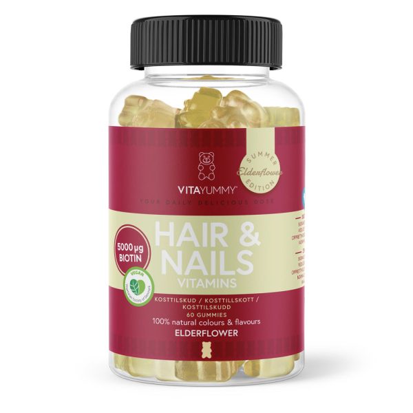 VitaYummy Hair & Nails - Elderflower (60 stk) - Vitaminer & mineraler