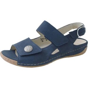 Waldläufer 6.5 Adults' Heliett 342002 191 217 Navy Nubuck Leather Womens Wide Fit Adjustable Sandals