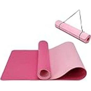 Yogamatte rutschfest und umweltfreundliche TPE Sportmatte mit Tragegurt Gymnastikmatte für Pilates, Workout Fitnessmatte 183 x 61 x 0.6 cm Pflaume-Rosa