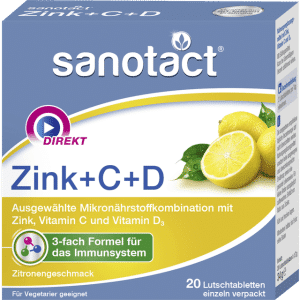sanotact Zink + C + D Zitronengeschmack 20 Lutschtabletten