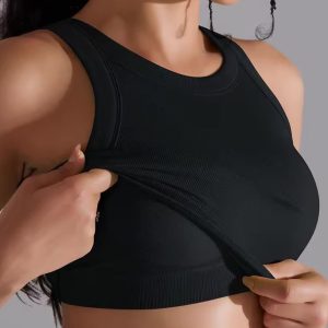 Crop top rund-hals / med indbygget bh Black - X-small-Small / Black