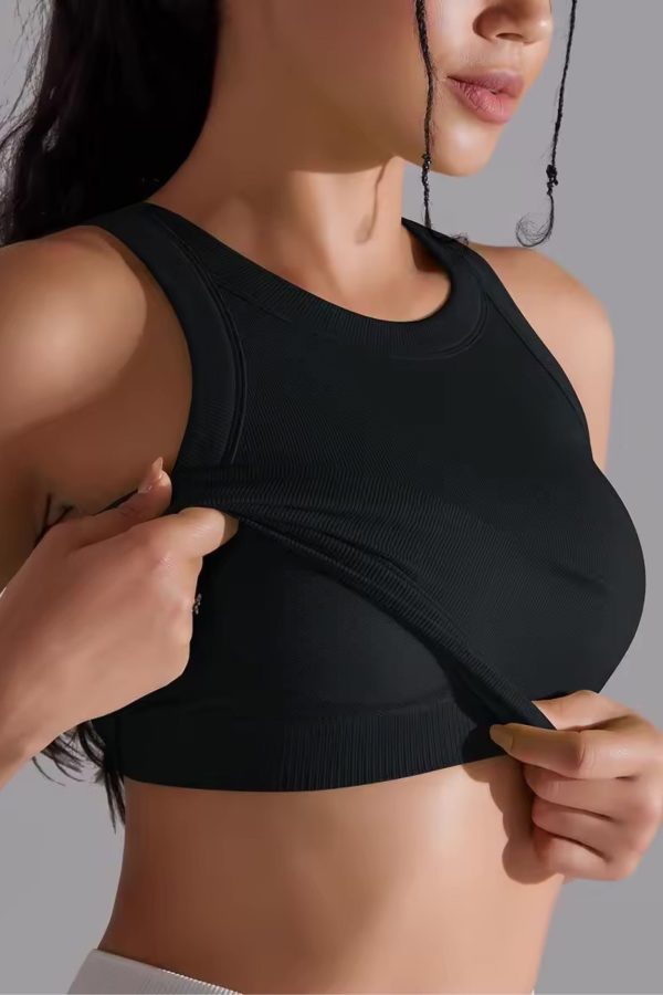 Crop top rund-hals / med indbygget bh Black - X-small-Small / Black