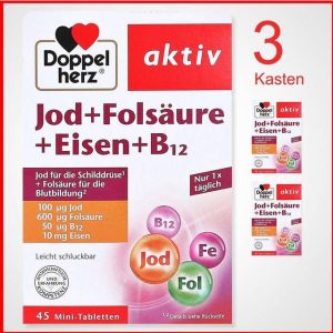 Doppelherz Jod + Folsäure + Eisen + B12 Tabletten
