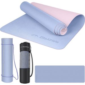 EliteAthlete Yogamatte Sportmatte Fitnessmatte Gymnastikmatte gepolstert & rutschfest für Fitness, Pilates Yoga Matte 183 cm x 61 cm x 0.6 cm Trainingsmatte inkl. Transportgurt Tasche Frosty