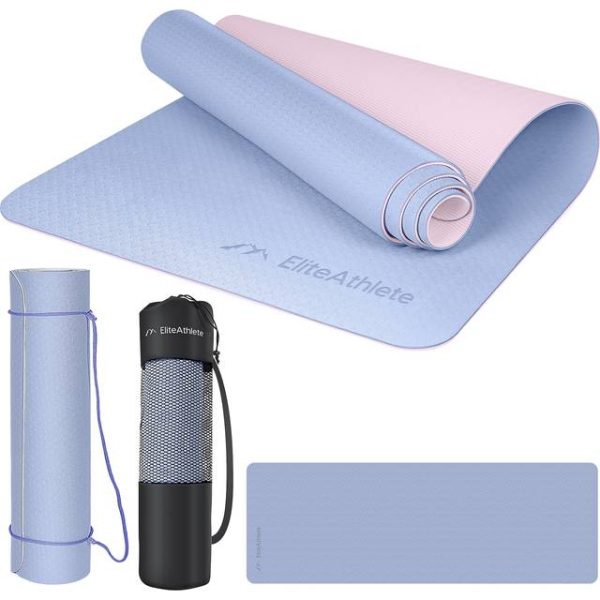 EliteAthlete Yogamatte Sportmatte Fitnessmatte Gymnastikmatte gepolstert & rutschfest für Fitness, Pilates Yoga Matte 183 cm x 61 cm x 0.6 cm Trainingsmatte inkl. Transportgurt Tasche Frosty
