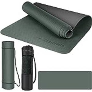 EliteAthlete Yogamatte Sportmatte Fitnessmatte Gymnastikmatte gepolstert & rutschfest für Fitness, Pilates Yoga Matte 183 cm x 61 cm x 0.6 cm Trainingsmatte inkl. Transportgurt Tasche Deep Forest