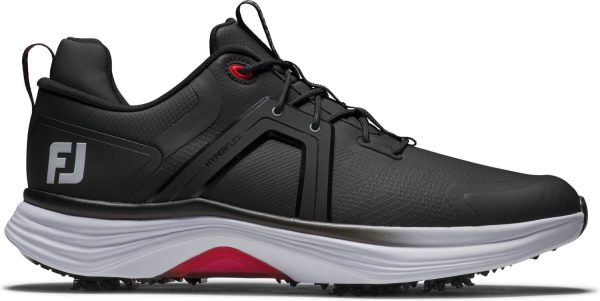 Footjoy HyperFlex (2025) Vandtætte Herre Golfsko Med Spikes - Black/White/Red - Str. 48 1/2 Normal