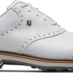 Footjoy Premiere Series Wilcox Vandtætte Herre Golfsko Med Spikes - White/White/Light Grey - Str. 45 Bred