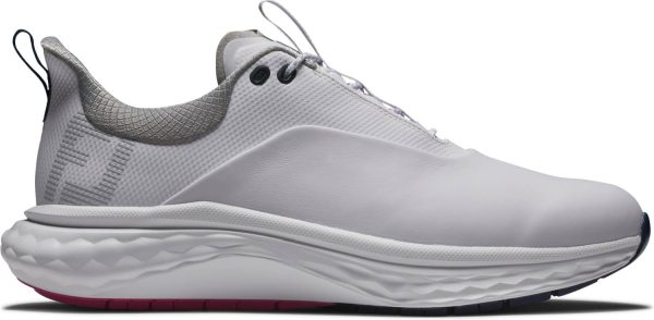 Footjoy Quantum Vandtætte Herre Golfsko Uden Spikes - White/Blue/Pink - Str. 45 Bred