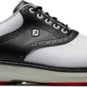 Footjoy Traditions Vandtætte Herre Golfsko Uden Spikes - White/Black/Grey - Str. 45 Bred