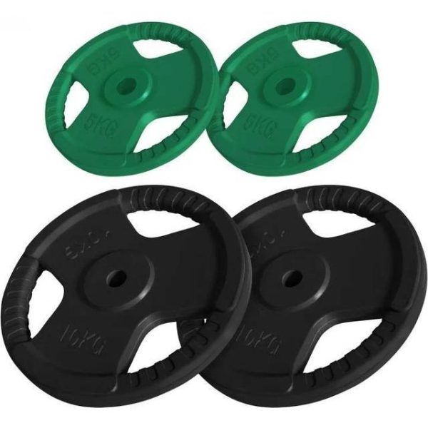 Gorilla Sports Vægtskiver TRIGRIP 31mm 2x10kg 2x5kg Pakke 30 kg