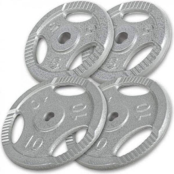 Gorilla Sports Vægtskiver TRIGRIP Støbejern 2x10kg 2x5kg Pakke 30 kg