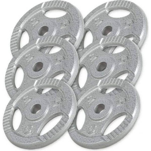 Gorilla Sports Vægtskiver TRIGRIP Støbejern 6x5kg Pakke 30 kg