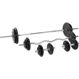 Gorilla Sports Vægtstang Curlstang Håndvægte GUMMI – 108kg Pakke 108kg