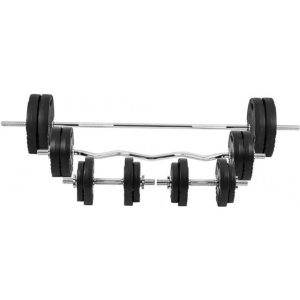 Gorilla Sports Vægtstang Curlstang Håndvægte Set 100kg