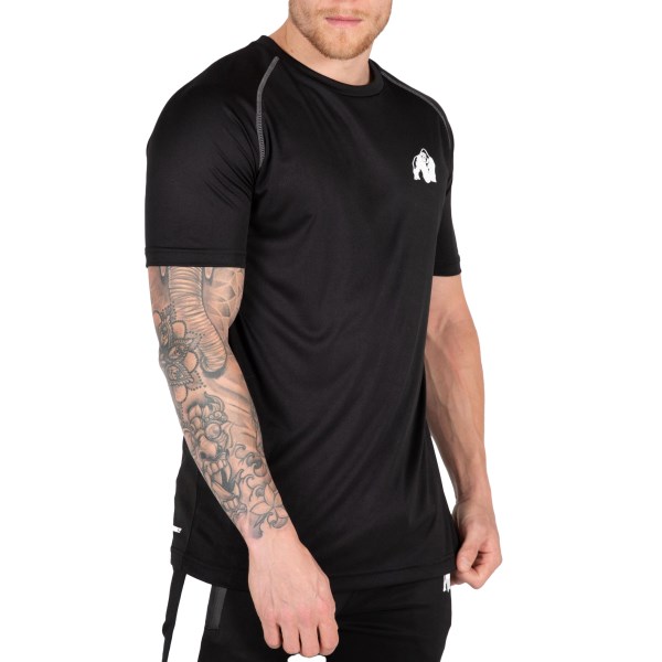 Gorilla Wear Performance Tee, S, Black / grey