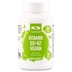 Healthwell D3+K2-Vitamiini Vegaani, 90 kapsler