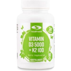Healthwell Vitamin D3 5000 K2 100 Kapsler 90 stk