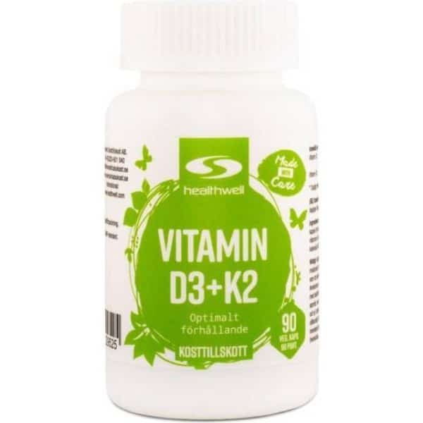 Healthwell Vitamin D3+K2 Vegan, 90 kapsler 90 stk