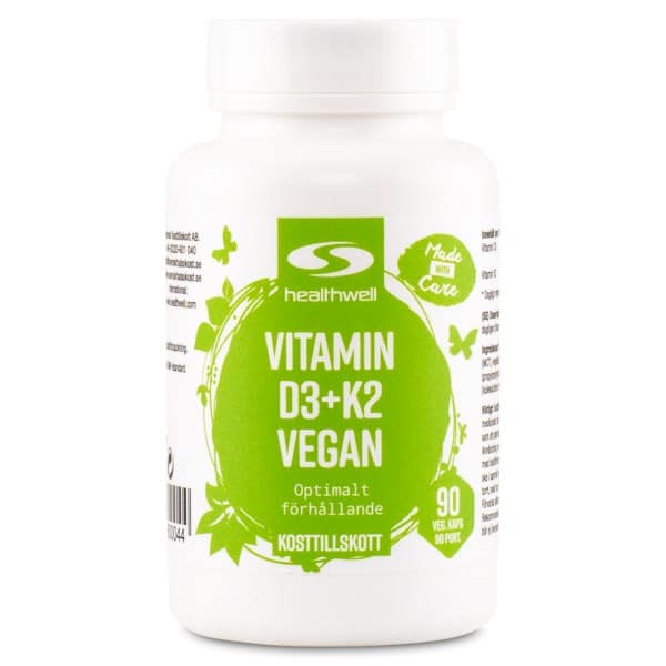 Healthwell Vitamin D3+K2 Vegan, 90 kapsler