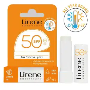 Lirene Solbeskyttende og fugtgivende læbepomade SPF50.