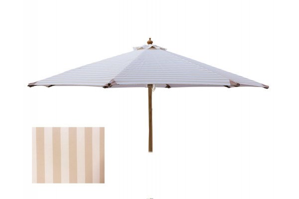 Signe Parasol Ø 3 meter - 2-delt - Hvid/Beige stribet
