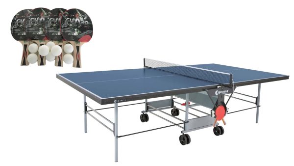 Sponeta Sport Line - FRI FRAGT - STÆRKT 19 mm bordtennisbord med 4 stk. 2-stjernede bat & 8 bolde