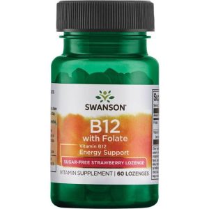 Swanson B12 Med Folat Jordbærsmag 60 Sugetabletter