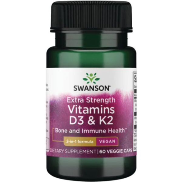 Swanson Vitamin D3 & K2 60 Kapsler