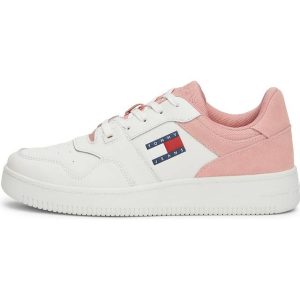 Tommy Jeans Retro Fine Cleat Leather Basketball Trainers CHALKY PINK