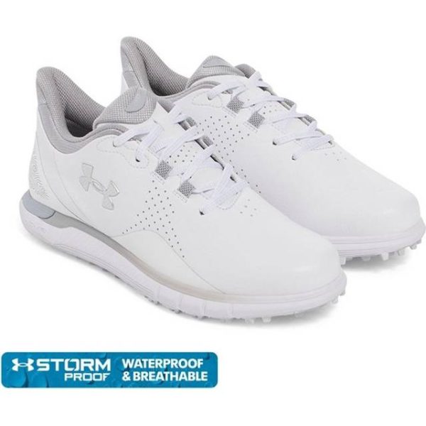 Under Armour Drive Fade Ladies Spikeless Waterproof Shoes - White/Distant Gray/Metallic Silver