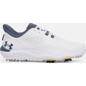 Under Armour Drive Pro Wide Men's Golf Shoes - White/Metallic Gold/Downpour Gray